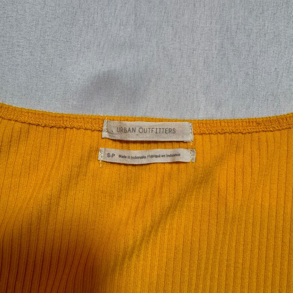 Urban Outfitters Mustard Yellow Ribbed Tie-Front Crop Top Women's Small Festival - Picture 5 of 14